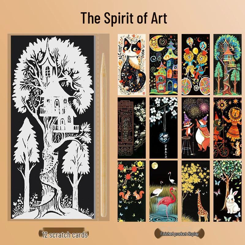 Bunte DIY Kratzbilder Haftnotizen für Kinder - Kreative Stressabbau Lesezeichen