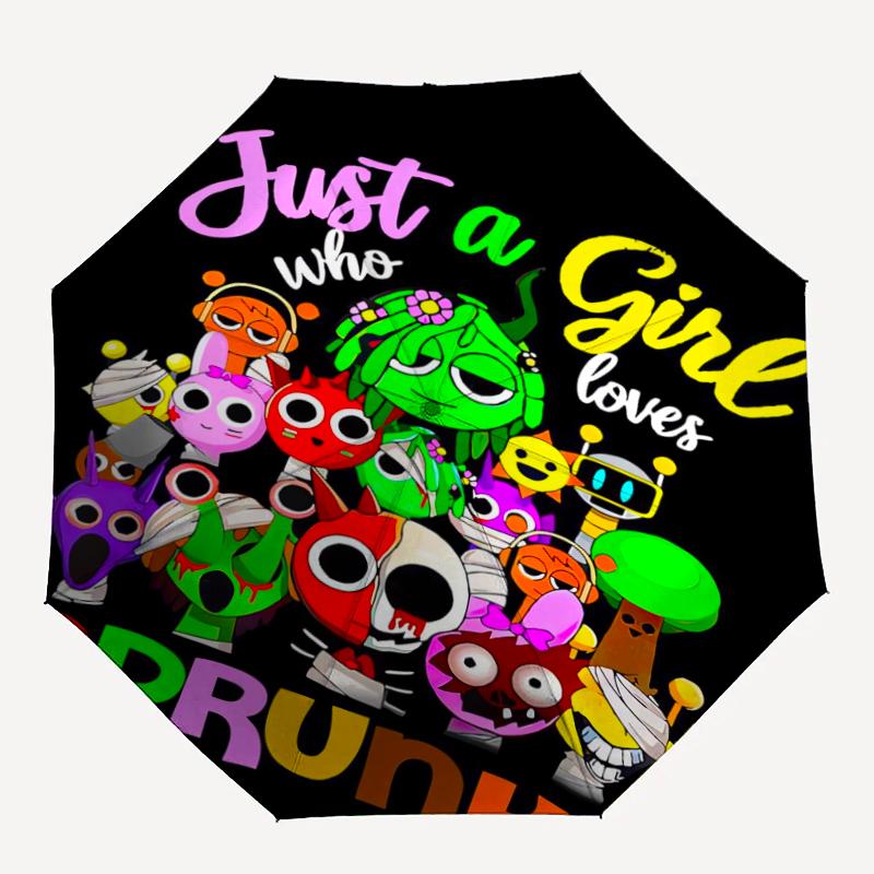 Sprunki Theme Automatic Umbrella, Lightweight & Portable, 8 Rib, Perfect for Outdoor Travel, Birthdays, Christmas, Gifts.