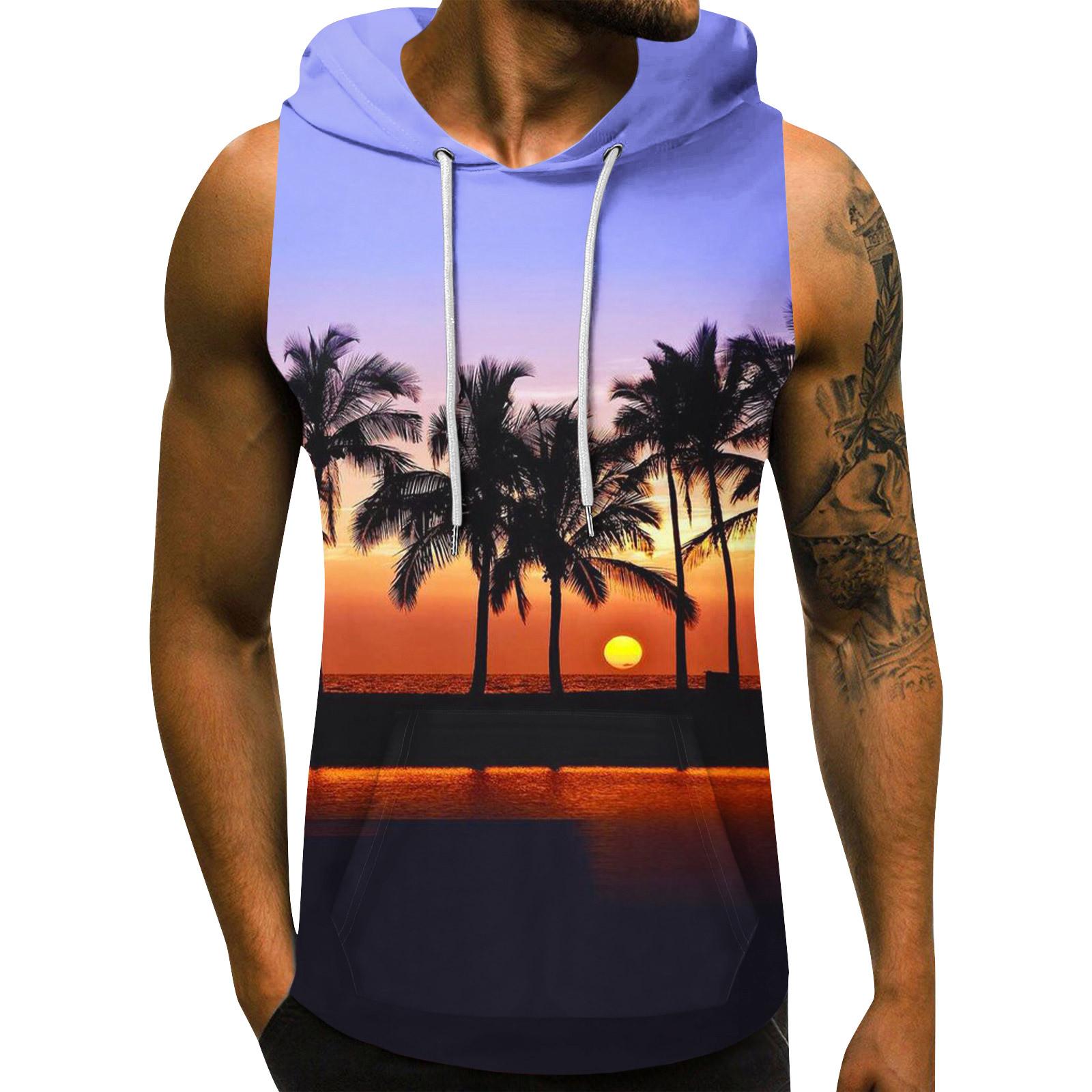 

Мужской жилет с капюшоном для фитнеса, модная футболка без рукавов для спортзала с капюшоном M