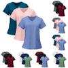 Scrubs for Women V-Neck Short Sleeve Uniforms, Comfortable Womens Scrubs Top, Plus Size Scrubs for Women Stretch, 3 Pack Assorted Colors