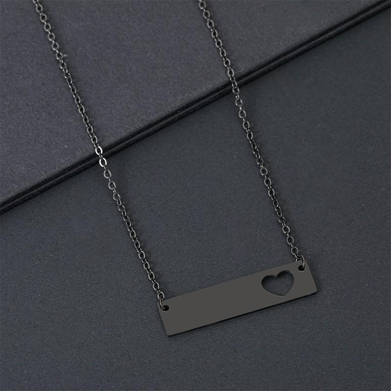 Stainless Steel Hollow Long Bar Engravable Necklace - Festival Gift
