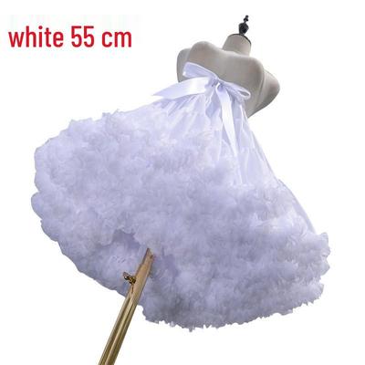 55cm Lolita Black & White Tulle Skirt: Soft, Boneless, Mid-Length Cloud Cotton Petticoat