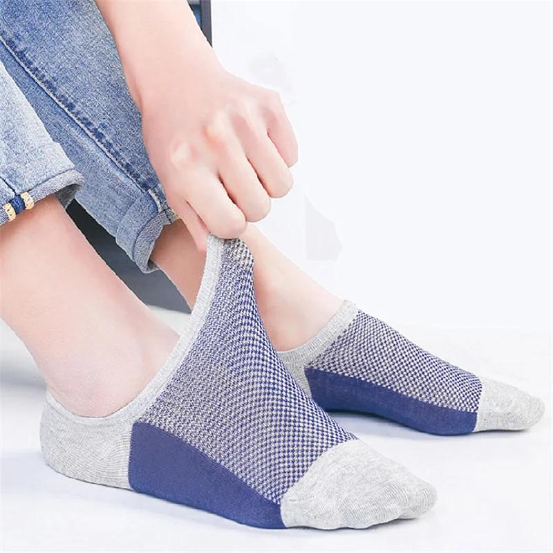 5 Pairs/pack  Man New Style Mesh Breathable Short Socks Male Sweat-absorbent Silicone Cotton Socks Men's Invisible Socks
