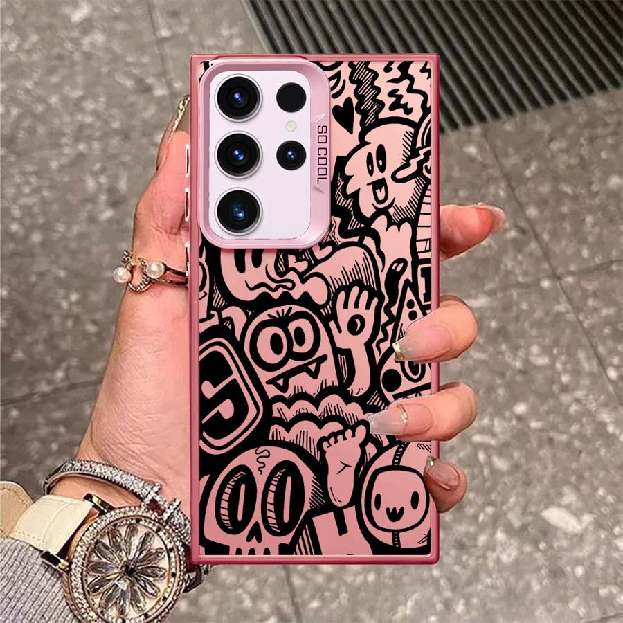 Case for Samsung Galaxy S26 S24 FE S21 S22 Ultra S25Edge S23 S20 FE Note 20 Ultra S25 Phone Cover Graffiti Black
