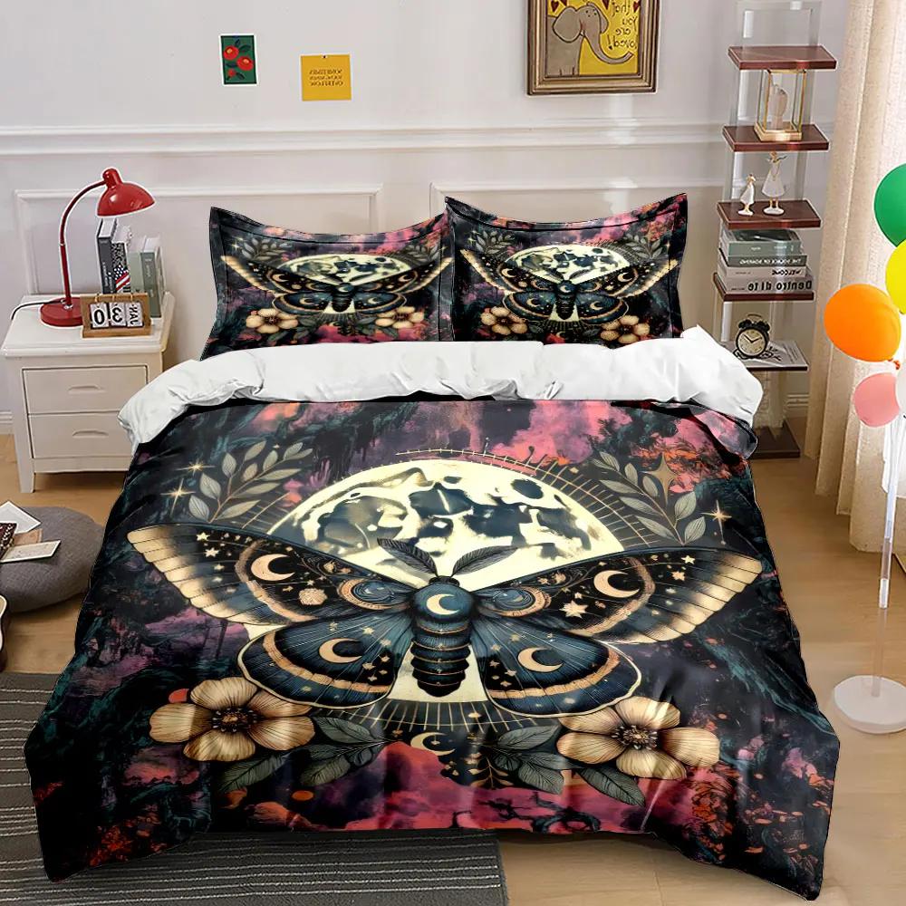Moon Butterfly Art Decor Set Soft Comfortable Duvet Cover Bedding Set Included 1*Duvet Cover & 2*Pillowcases gift