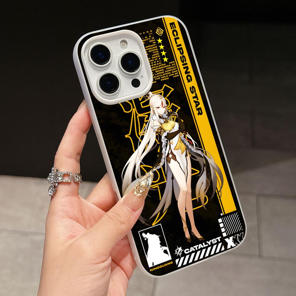 Game GI Ningguang Jelly Double layer White Mobile Phone Case for iPhone 17 16 15 14 13 12 11 Air Pro Max Plus Protective