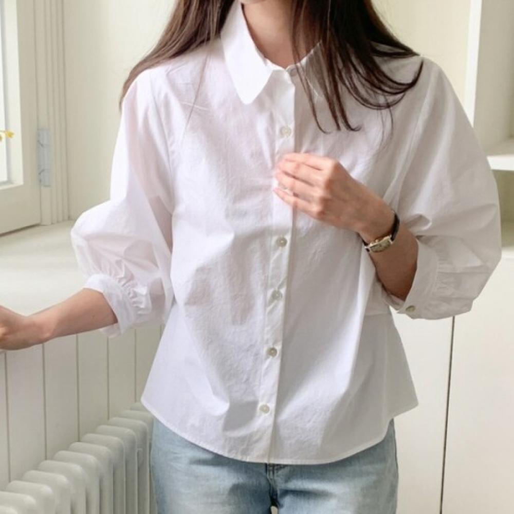 New Arrivals Open Run Women Pleated Detail Summer Minimal Blouse Cotton