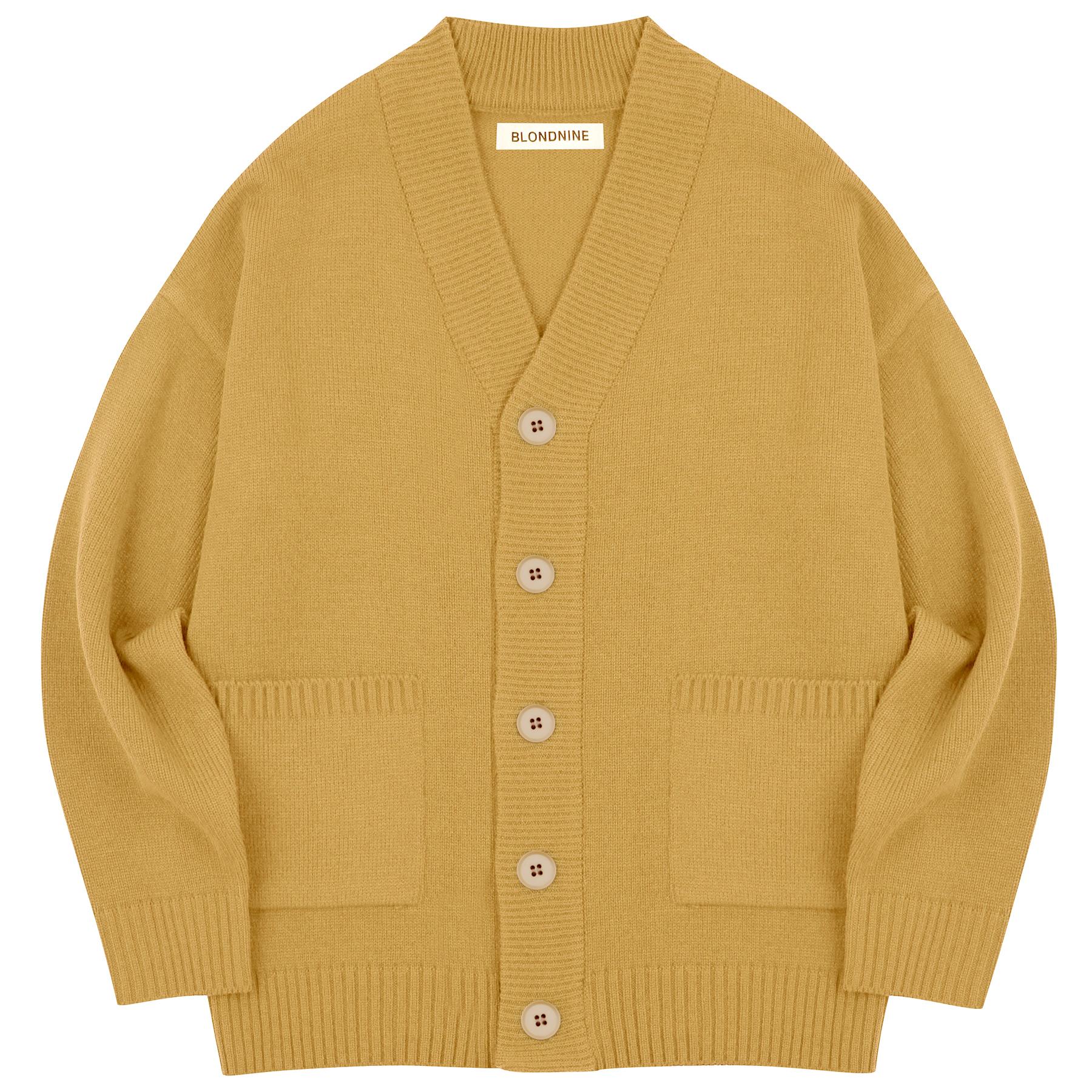 Blond9 Piping Knit Cardigan_Mustard Yellow/M beige