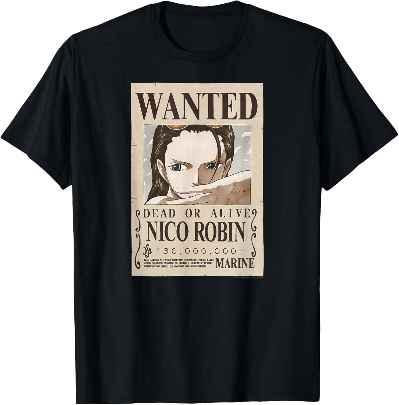 One Piece Anime Nico Robin Wanted Poster T-Shirt L