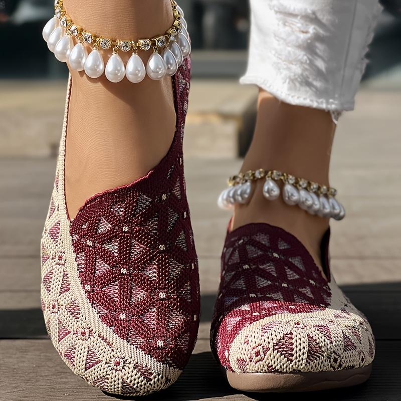 Women's Knit Fashion Flats Mom Shoes Casual Women's Flats Work Shoes