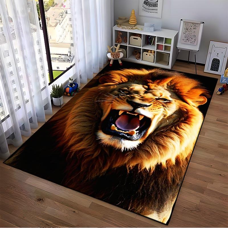 Realistic Roaring Lion Print Soft Carpet for Living Room Decor Suitable for Use As an Anti-slip for Living Room Bedroom Sofas