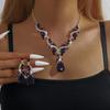 European and American Alloy Rhinestone Set Necklace Earrings Two-piece Set Wedding Jewelry Accessories Women 2026