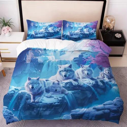 

Wolf Duvet Cover Duvet Cover With Wolf Pattern Suitable For Children Boys Girls And Adults Soft Warm Comfortable And Breathable US Twin(172*218cm)3pcs