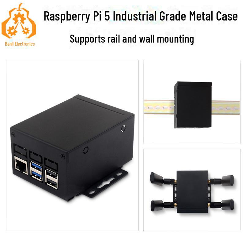 

Industrial-Grade Metal Raspberry Pi 5 Case for Official Heat Sink, PCIe, PoE, and Modules