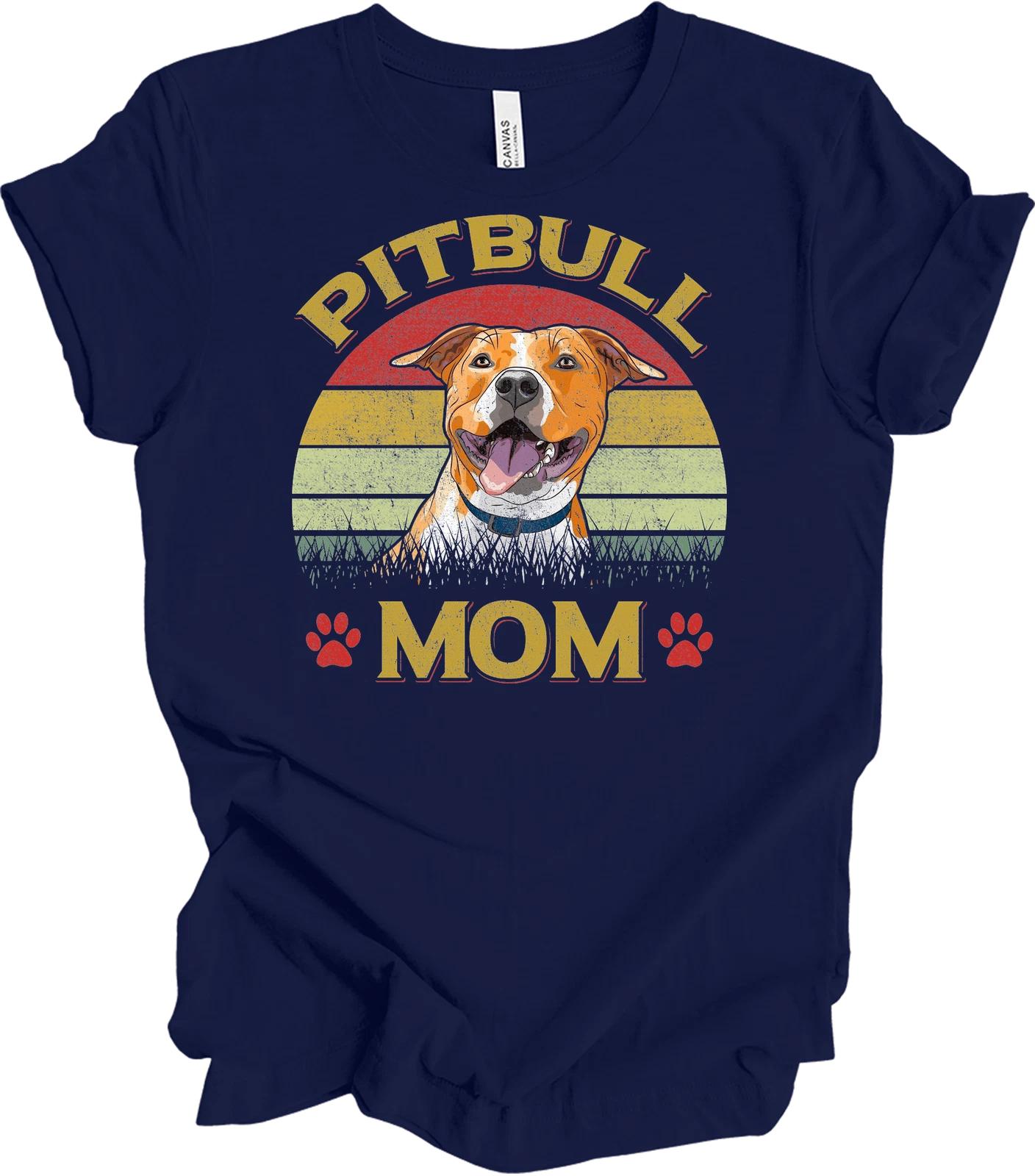 Retro Pitbull Mom T shirt - Perfect Gift for Dog Lovers M