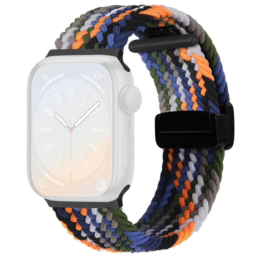 

For Apple Watch Series 10 42mm/9 8 7 41mm/SE (2023) SE (2022) SE 6 5 4 40mm/3 2 1 38mm Nylon Watch Band Magnetic Strap Denim Multi-Color