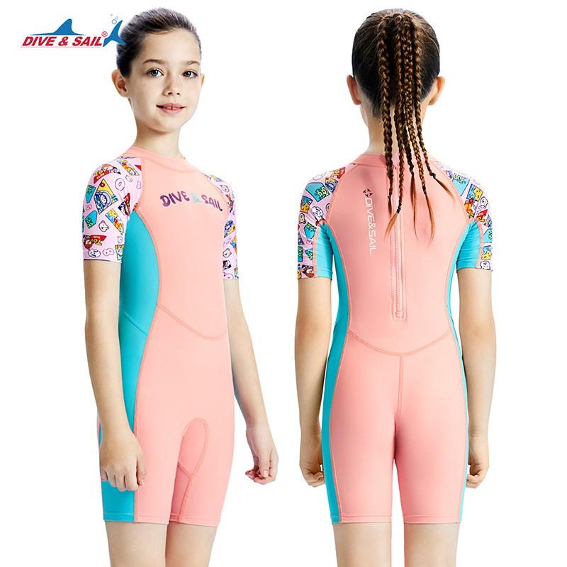 Kids UV Protection Rash Guard Swimsuit With Shorts Quick Dry Swimwear Beach Snorkeling Swimming