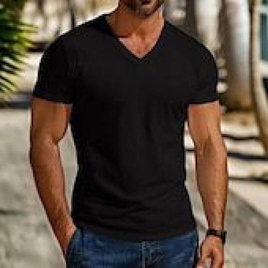 Frühling Sommer Herren Trendiges V-Ausschnitt Herzchenausschnitt Schnelltrocknend Atmungsaktiv Lässig Sportlich Persönlichkeit Kurzarm T-Shirt für Herren