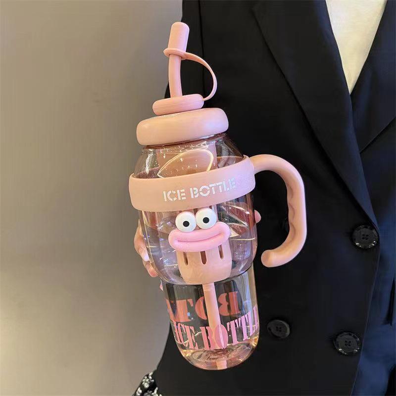 Lucky Belly Jumbo Water Bottle with Tea Infuser, Straw, High-Value Handle, and Convenient Ice Holder