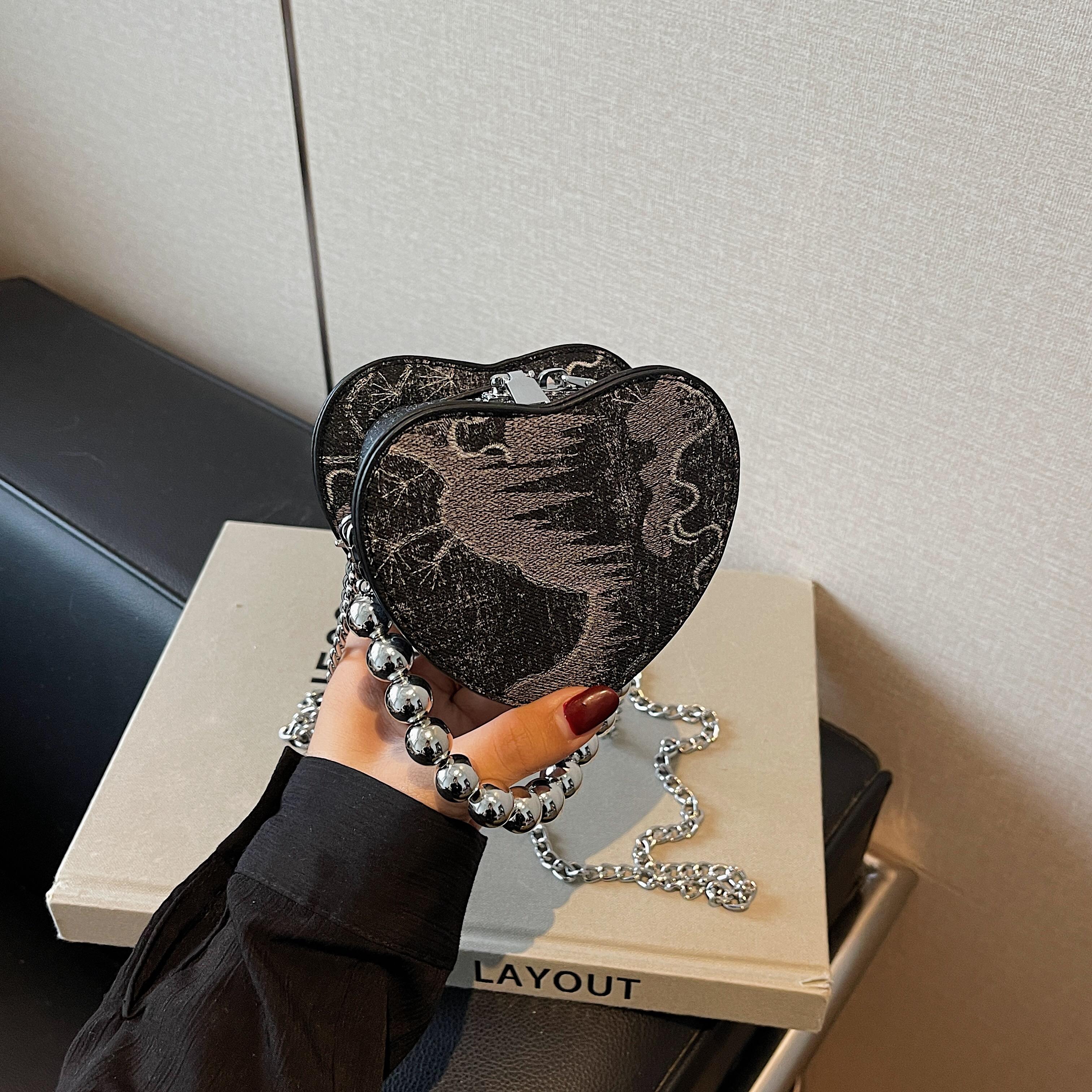 

новая осенне-зимняя изысканная мини-сумка для женщин, нишевая сумка через плечо с цепочкой, розовый рот в форме сердца, красный конверт