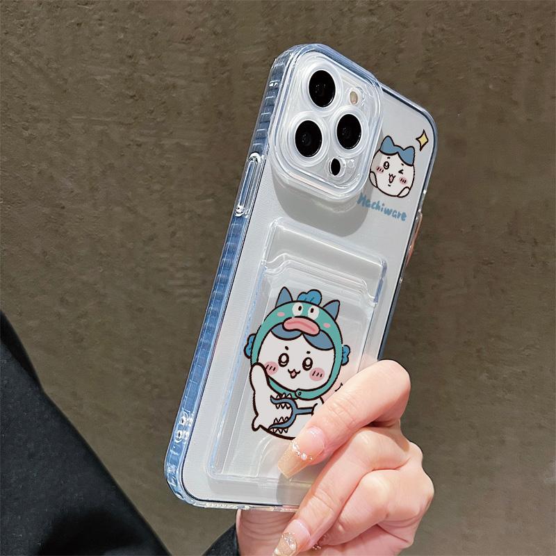 Card Slot Holder Silicone Wallet Pocket Case For Xiaomi Redmi Note 12 13 Reno 12F 13F 14F Samsung S23 S24 S25 Infinix Note 30 Cover Clear Phone Bumper