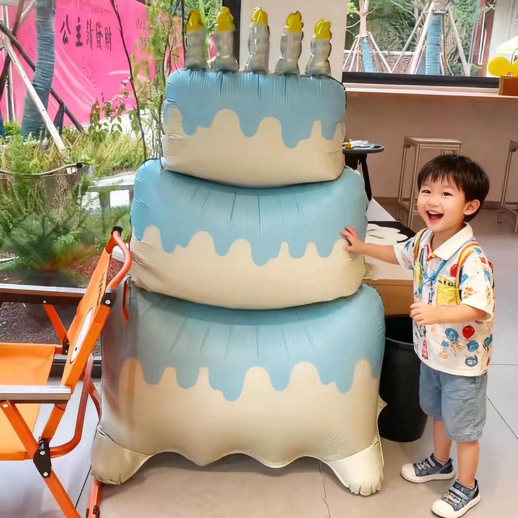 Super Large Three-Tier Cream Cake Balloon for Birthday Party Decoration