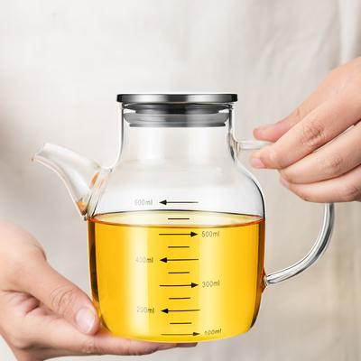 GIANXI Steel Lid Glass Oil Pot Large-capacity Transparent Soy Sauce Vinegar Bottle Leak-proof Fragrant Oil Tank Kitchen Tools