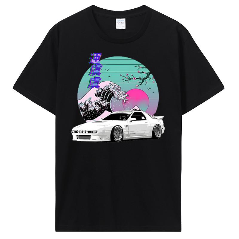 Initial D TShirt For Japanese Vaporwave JDM Legend Car RX7 T Shirt Harajuku Japanese Cars Men C