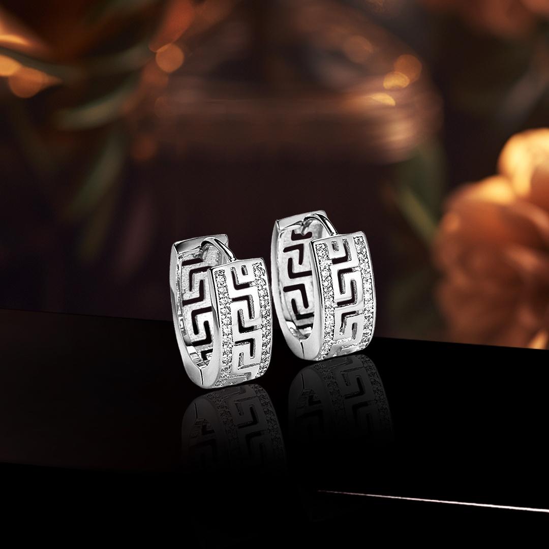 

Серьги-кольца с муассанитами VVS-D цвета 0,27 карата, ювелирные изделия из серебра 925 пробы белый