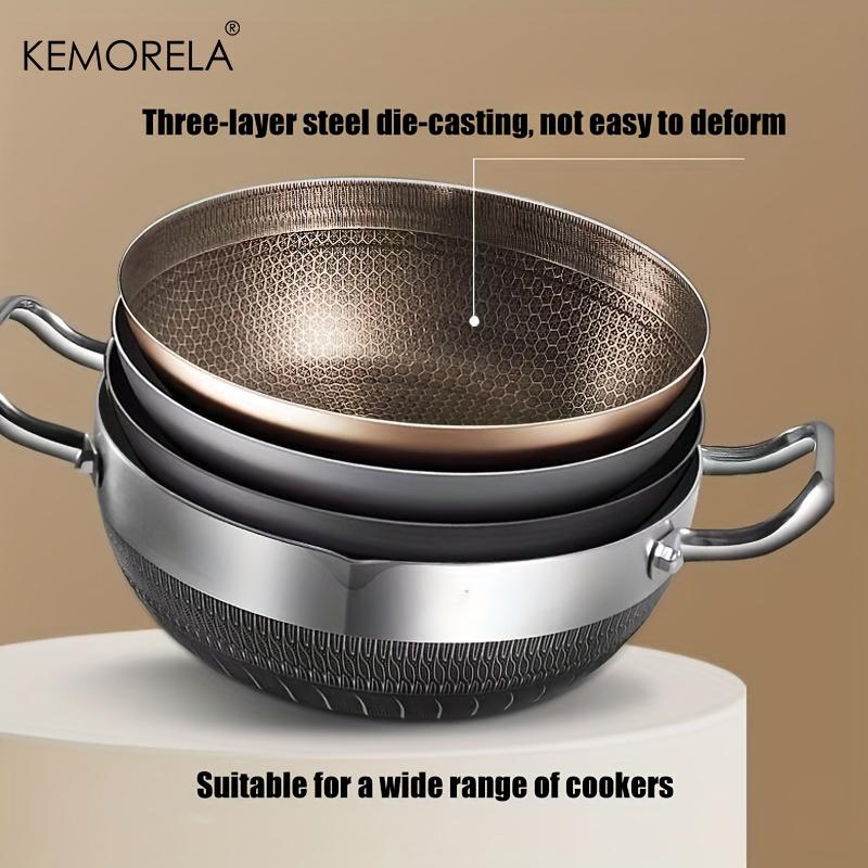Sartén 26/28/30CM Olla Caliente Acero Inoxidable Antiadherente Pan Fondo Panal Olla para Sopa Con Tapa Cocina de Inducción Estufas de Gas