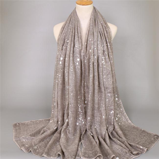 Big Size Plain Glitter Shiny Dot Viscose Shawl Solid Color Silver Muffler Wrap Headband Muslim Hijab Snood Echarpe Foulard Femme