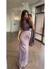 Luxury Spring 2025 Long Sleeve Silky Flowing Slim Fit Dress for Women