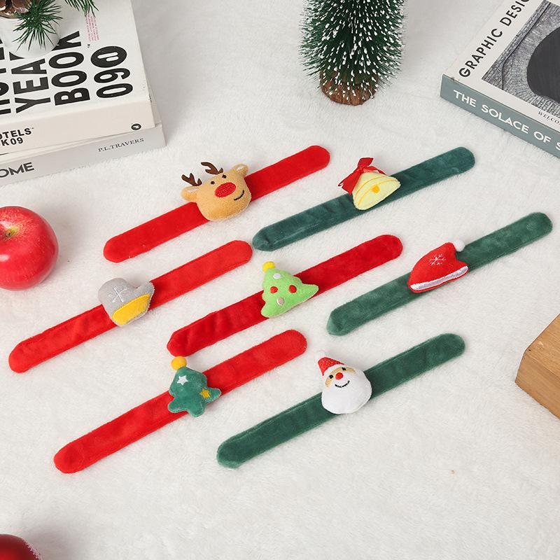 Creative Christmas Children's Gift Glowing Santa Claus Snowman Pat Circle Bracelet Christmas Gift Snap Circle