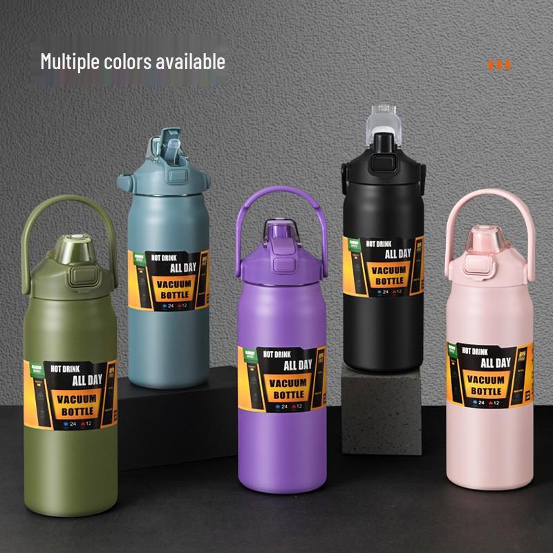 304 Stainless Steel Large Capacity Thermos Mug with Double Handle - Portable Mountaineering Water Bottle