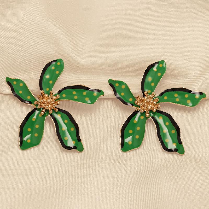 Personalized design drip alloy polka dot multi-color flower stud earrings versatile temperament jewelry