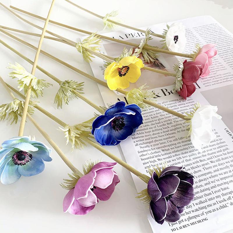 Pu Simulation Poppy Flower Bride Wedding Photography Decoration Hand-Feel Silk Flower Living Room Artificial Flower