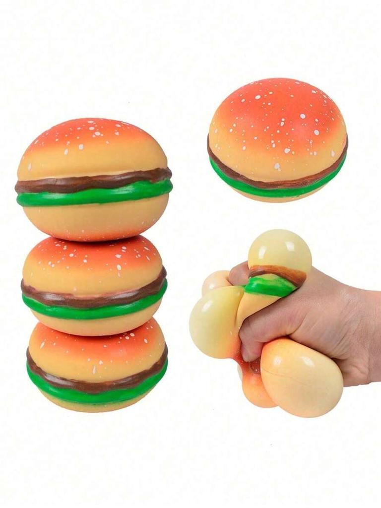 Realistic Hamburger Squishy Toy, Stretchy Stress Relief Ball, Food Model Fidget for Kids Adults