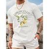 T-shirt Grafica da Uomo al Limoncello | T-shirt Casual Blu Navy Ispirata a Marchio di Liquore Italiano con Design al Limone e Limoncello, Stile Bohemien