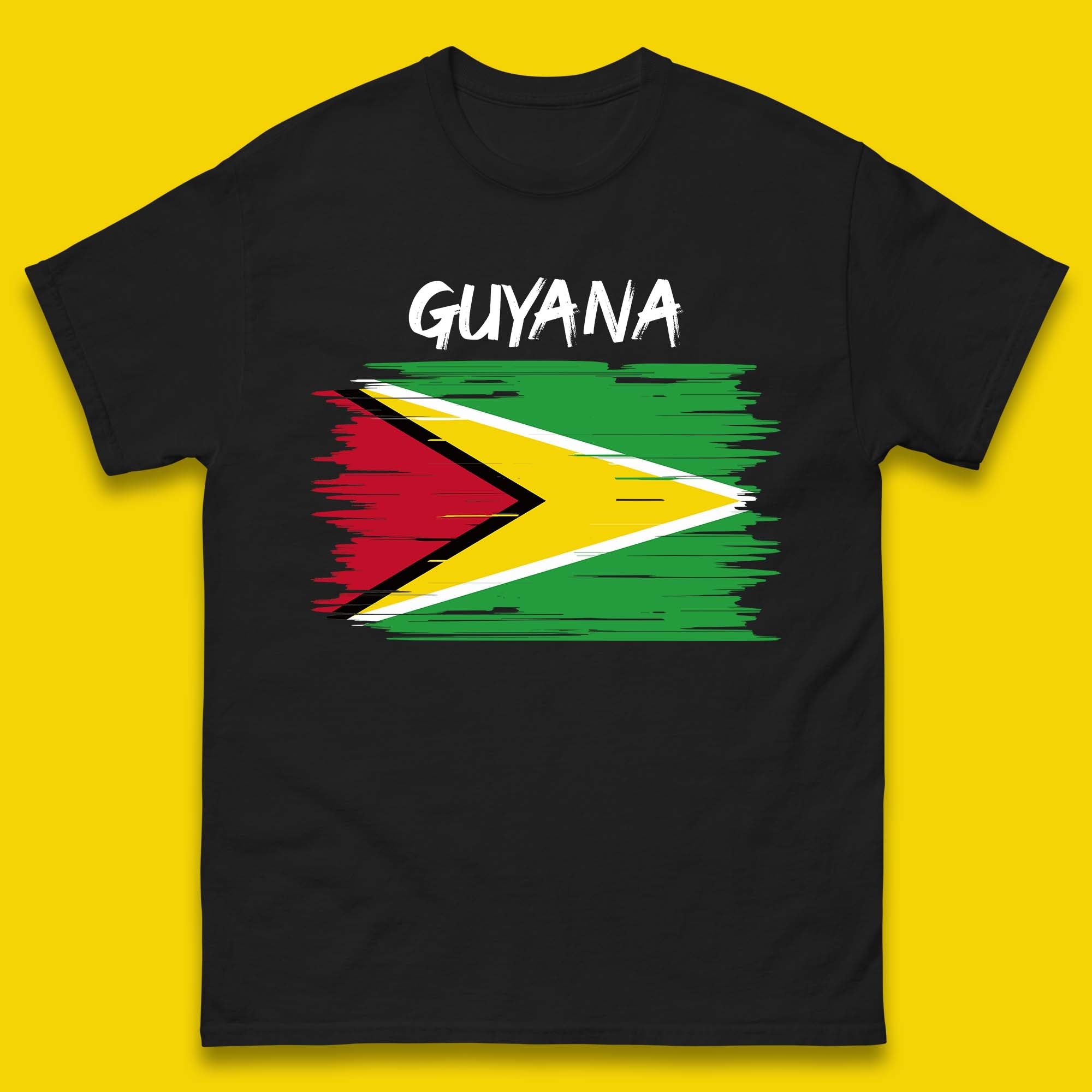 Guyana Flag Distressed Guyanese Flag Country In South America Mens Tee Top 3XL