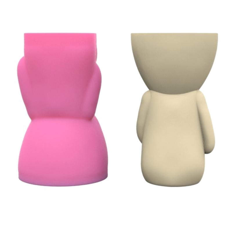 Child & Flower Silicone Molds Pen Holder Epoxy Resin Mold Succulent Planter Making Tool for Crafts