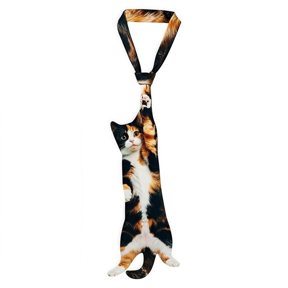 3D Cat Cat-shaped Unisex's Tie Animal Pattern Novelty Kitten Necktie Lifelike Satin Fabric Creative Neck Tie For Party Wedding