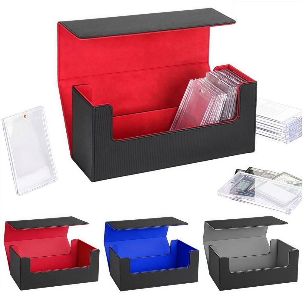 Leather Card Deck Case Multifunctional Large Capacity Trading Cards Storage Box Waterproof Magnetic Closure Commander Card Box
