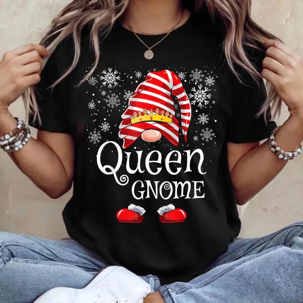 Women's Christmas Gnome Graphic T-Shirt Short Sleeve Round Neck Casual Top Holiday Party Tee for Women Casual Clothing