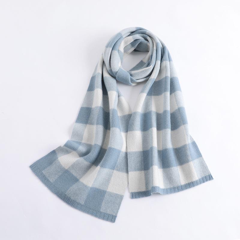 Pure wool scarf winter women's versatile plaid cute girl senior sense 2025 warm shawl scarf tide