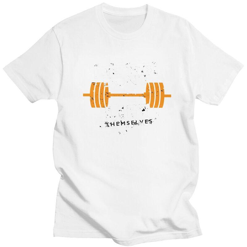 Individuelle Fitness-Zitate T-Shirts für Männer, Baumwolle, Sport, Bodybuilding, Workout, Freizeit