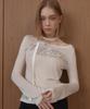 LETERIE Lettering Off-Shoulder Tie Long Sleeve_Sheer White