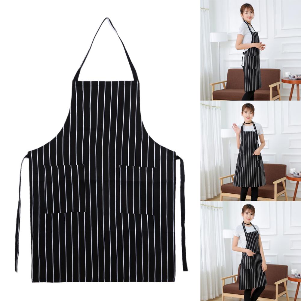 Stripe Chefs Apron Oilproof Waterproof Adults Bib Apron With Pocket Chef Overalls Adjustable Breathable Home Kitchen Accessories