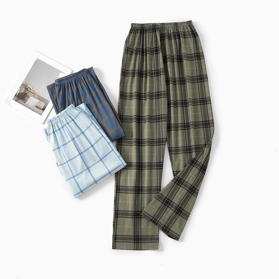 Pantaloni Pigiama a Quadri in Puro Cotone da Uomo - Larghi, Taglie Forti, Leggeri per Primavera, Estate e Autunno.