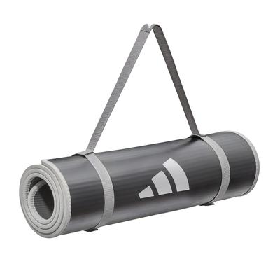 Adidas Trainingsmatte/Fitness/Yoga, 10 mm dick, breit, langlebig, rutschfest, mit Tragegurt, ADMT-12235GR, Grau