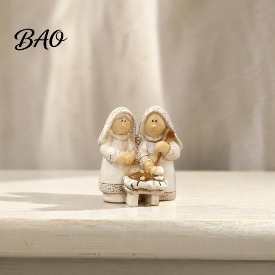 Miniature Christmas Character Sets Mini Resin Nativity Figurine for Desktop Decor, Holy Family Manger Christian Home Shelf Accents Scene Ornaments,